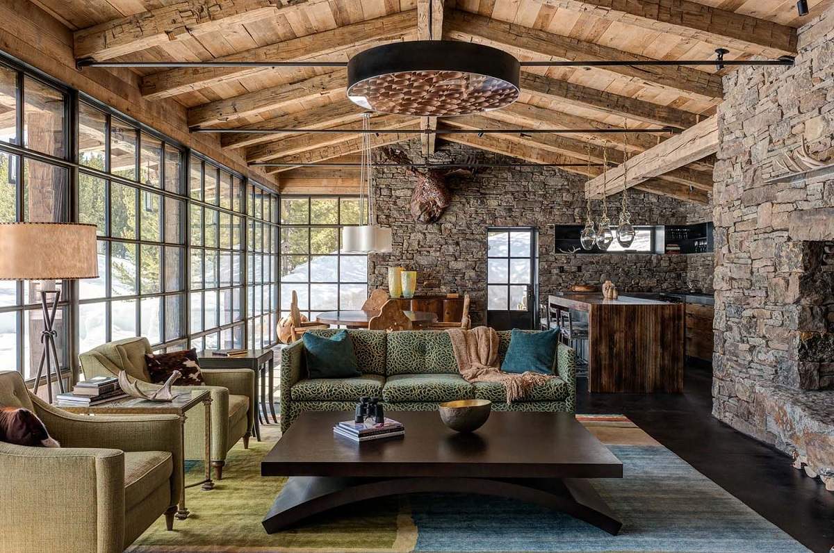 Rustic living room natural colors compressed انواع سبک طراحی داخلی