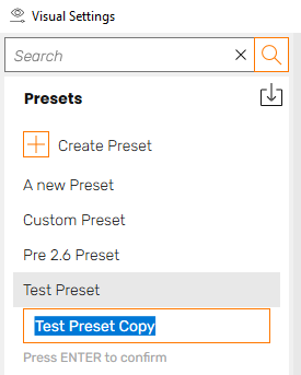 تنظیمات شخصی سازی شده settings preset enscape انسکیپ load preset options ورژن reset rename تغییر اسم نام