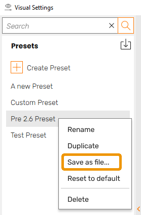 تنظیمات شخصی سازی شده settings preset enscape انسکیپ load preset options ورژن ذخیره save as