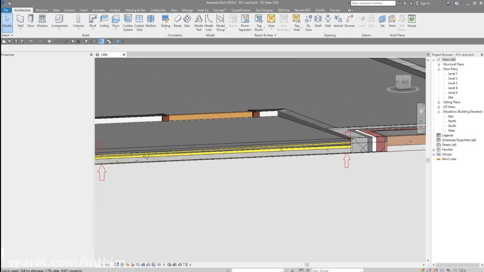 رویت معماری کف Floor modify shape editing section box